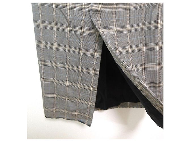 Autre Marque Falda larga de lana y rayón con estampado Glen Check ebure Castaño - vista 5