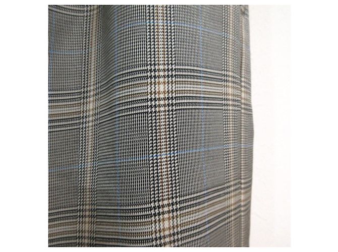 Autre Marque Falda larga de lana y rayón con estampado Glen Check ebure Castaño - vista 7