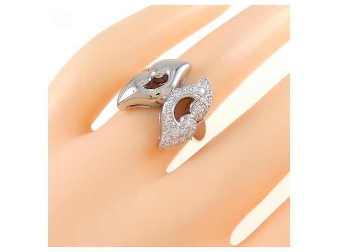 Bulgari Bvlgari Platinum Diamond Ring Ring Größe 9.5 Silber - Ansicht 5