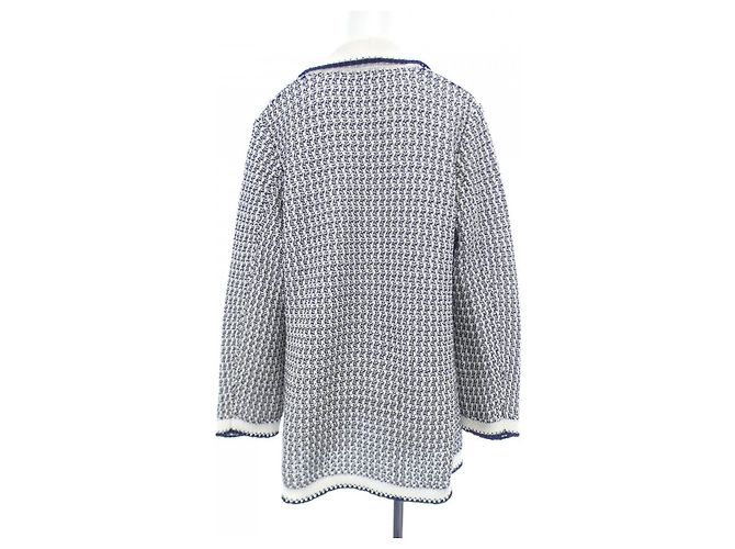 Cárdigan de mezcla de lana Chanel Blanco Azul marino - vista 2