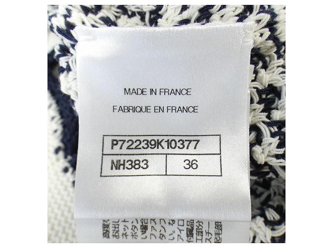 Cárdigan de mezcla de lana Chanel Blanco Azul marino - vista 4