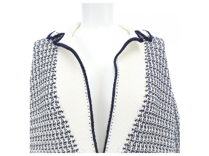 Cárdigan de mezcla de lana Chanel Blanco Azul marino - vista 6