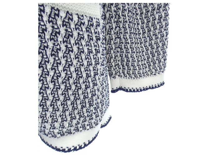 Cárdigan de mezcla de lana Chanel Blanco Azul marino - vista 7