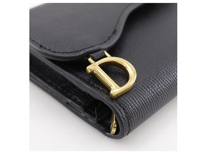 Cartera compacta Dior de piel de becerro Negro - vista 4