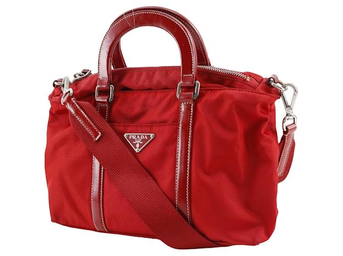 Borsa 2way in nylon Prada Rosso - vista 2