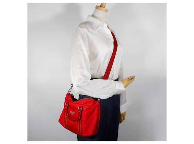Borsa 2way in nylon Prada Rosso - vista 20