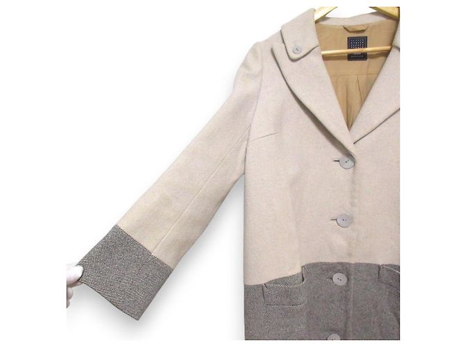 Autre Marque abrigo mina perhonen coast de mezcla de lino Castaño Beige - vista 4
