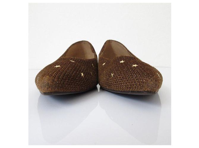 Autre Marque Scarpe basse in velluto Le Talon Pointed Star Studs Marrone Cammello - vista 10