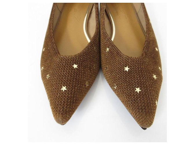 Autre Marque Scarpe basse in velluto Le Talon Pointed Star Studs Marrone Cammello - vista 6