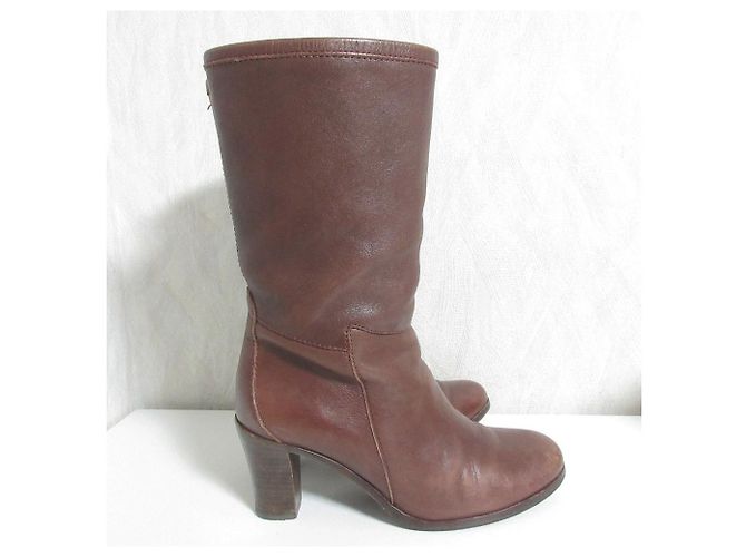 Apc Botines de cuero de punta redonda A.P.C. Castaño Burdeos - vista 3