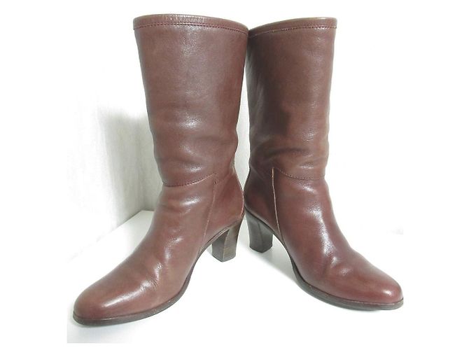 Apc Botines de cuero de punta redonda A.P.C. Castaño Burdeos - vista 7