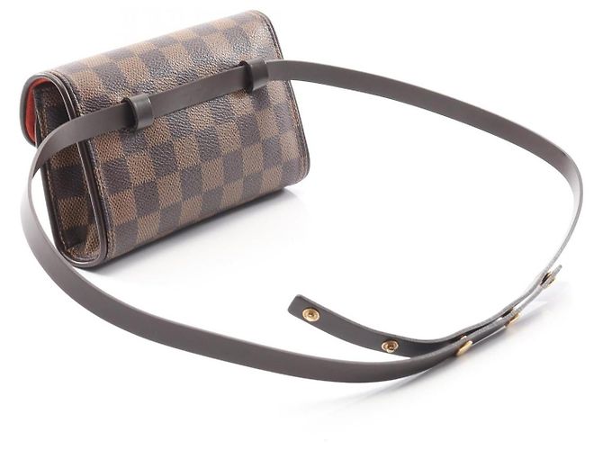 Pochette Florentine Louis Vuitton Damier Coated Canvas Marsupio Marrone - vista 2