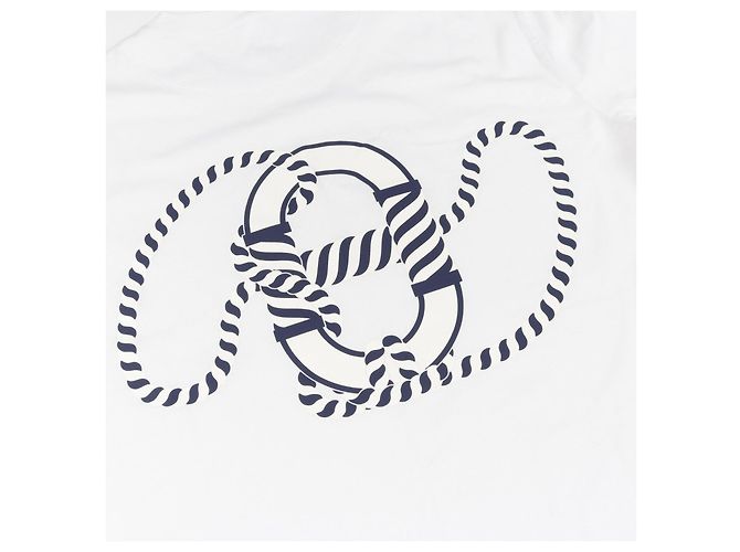Hermès Vestido de algodón Cartouche Hermes Blanco Azul marino - vista 10