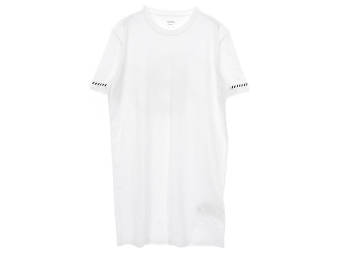 Hermès Vestido de algodón Cartouche Hermes Blanco Azul marino - vista 2