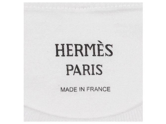 Hermès Vestido de algodón Cartouche Hermes Blanco Azul marino - vista 6