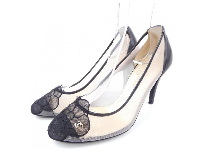 Décolleté Chanel Nero Beige - vista 3