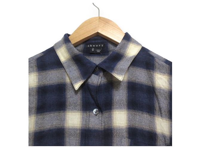 Camicia a maniche lunghe Theory Ombre Check Blu Crudo Blu navy - vista 3
