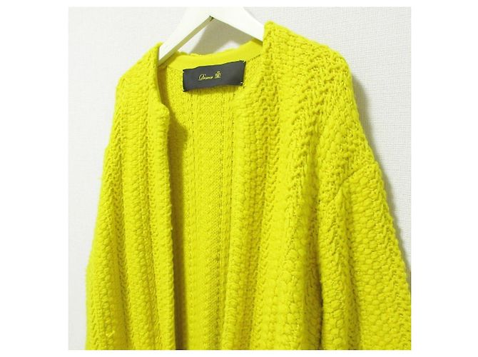 Autre Marque Abrigo largo de punto con piel de zorro Drawer Amarillo - vista 4