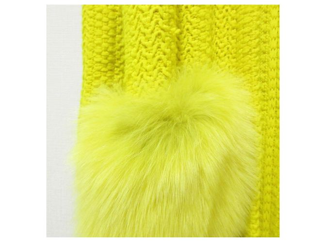 Autre Marque Abrigo largo de punto con piel de zorro Drawer Amarillo - vista 5