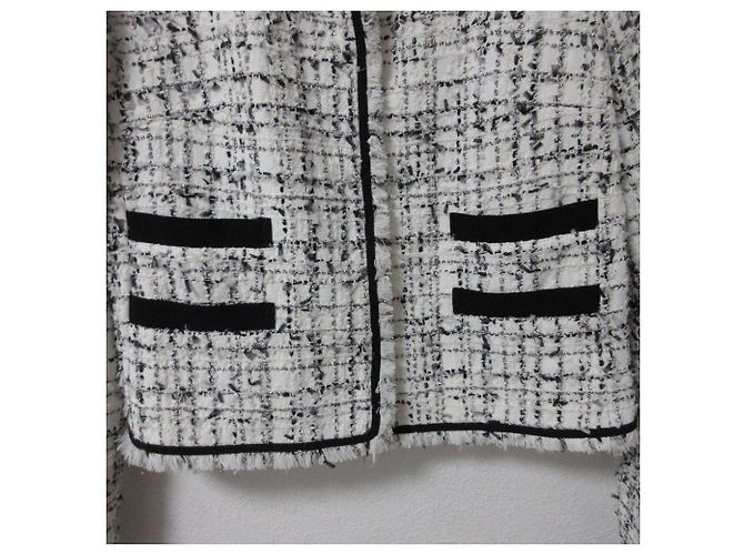 Autre Marque Conjunto 2way de tweed com debrum de franjas Tara Jarmon Preto Branco - vista 13