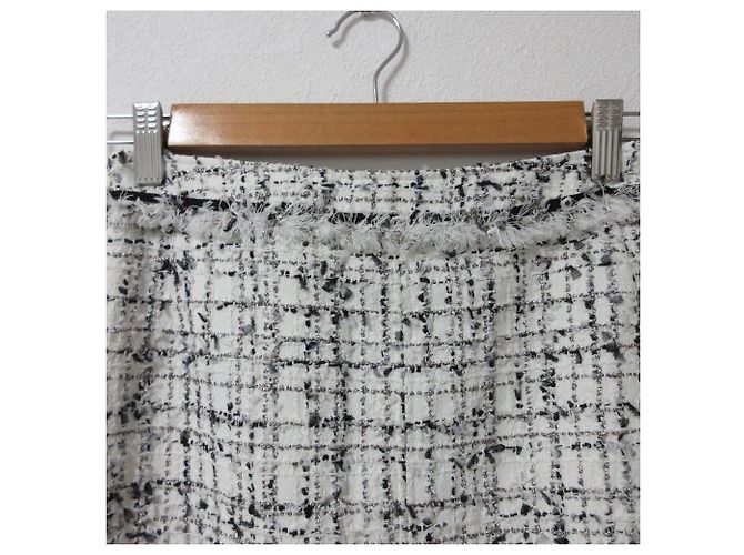 Autre Marque Conjunto 2way de tweed com debrum de franjas Tara Jarmon Preto Branco - vista 17