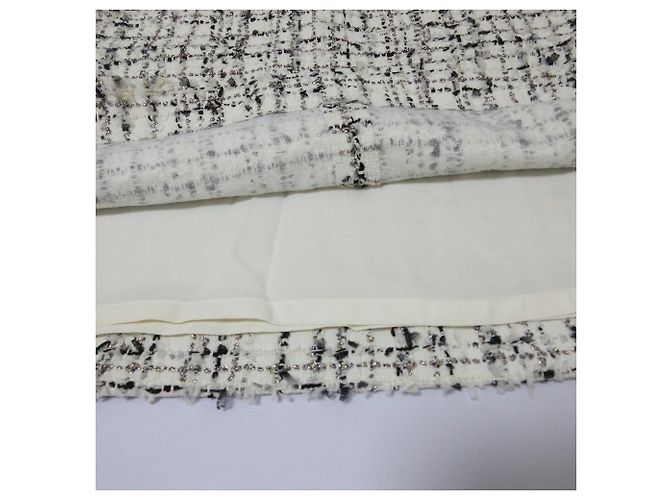 Autre Marque Conjunto 2way de tweed com debrum de franjas Tara Jarmon Preto Branco - vista 19