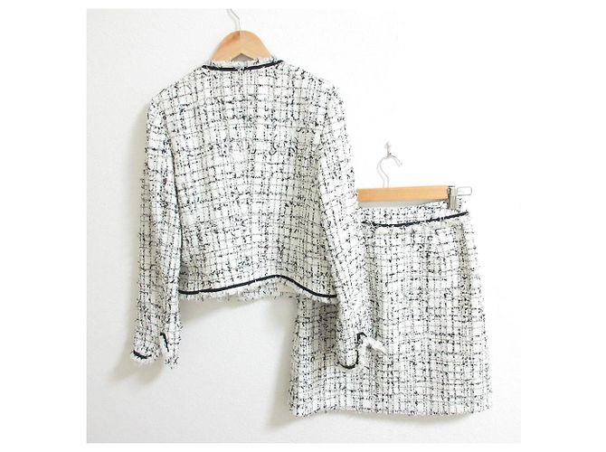 Autre Marque Conjunto 2way de tweed com debrum de franjas Tara Jarmon Preto Branco - vista 2