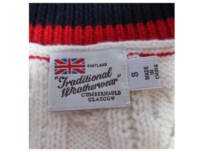 Autre Marque Chaleco de punto CABLE TILDEN de Traditional Weatherwear Blanco Roja Azul marino - vista 4