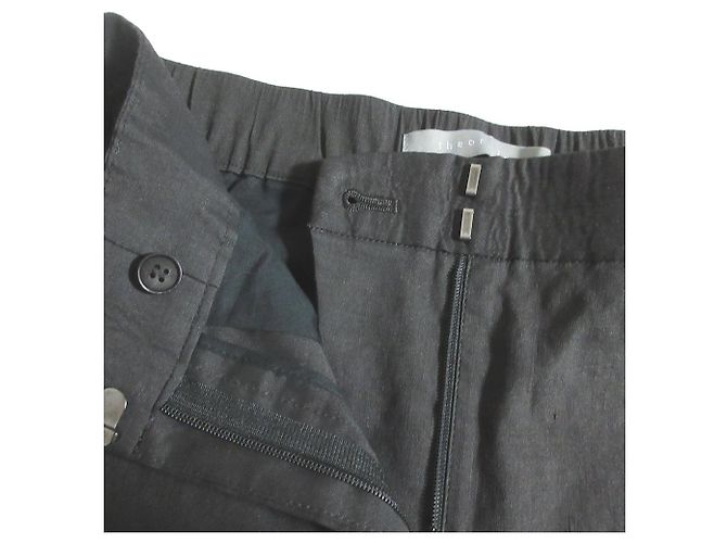 Pantalones de lino elásticos ECO CRUNCH WASH theory luxe Castaño Marrón oscuro - vista 4