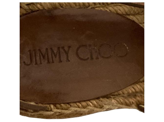 Sandali espadrillas con zeppa e borchie di perle Jimmy Choo Marrone - vista 10
