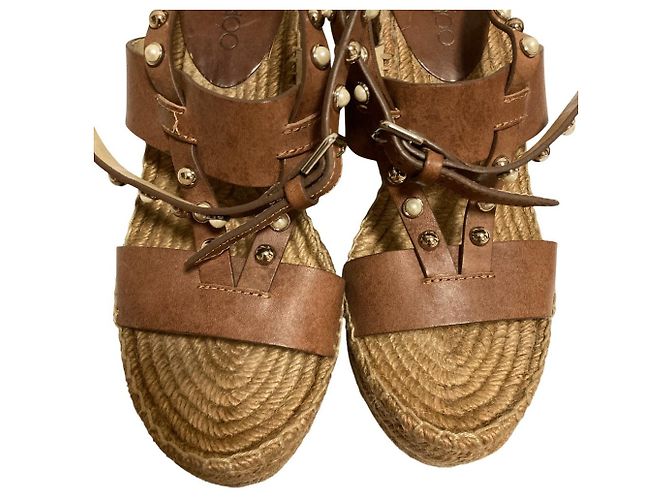 Sandali espadrillas con zeppa e borchie di perle Jimmy Choo Marrone - vista 4