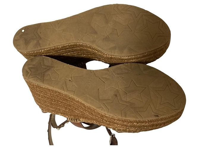 Sandali espadrillas con zeppa e borchie di perle Jimmy Choo Marrone - vista 8