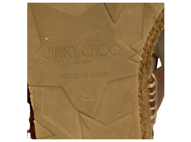 Sandali espadrillas con zeppa e borchie di perle Jimmy Choo Marrone - vista 9