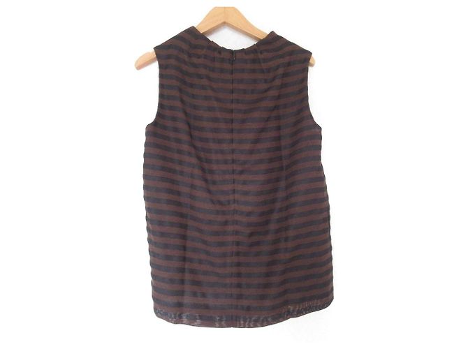 Autre Marque Blusa sem mangas listrada ESTNATION Marrom - vista 2