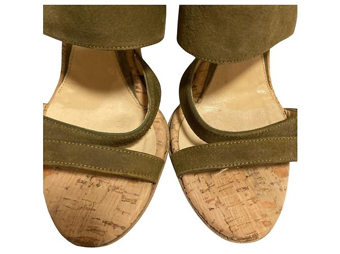 Autre Marque Sandali con zeppa espadrilles Pellico Sunny Verde Cachi - vista 3
