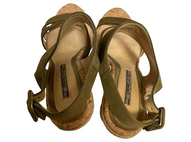Autre Marque Sandali con zeppa espadrilles Pellico Sunny Verde Cachi - vista 4