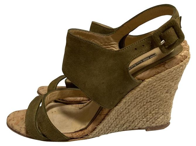 Autre Marque Sandali con zeppa espadrilles Pellico Sunny Verde Cachi - vista 6