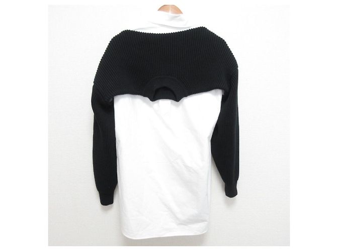 Autre Marque Camicetta in maglia a maniche lunghe a strati Alexander Wang Nero Bianco - vista 2