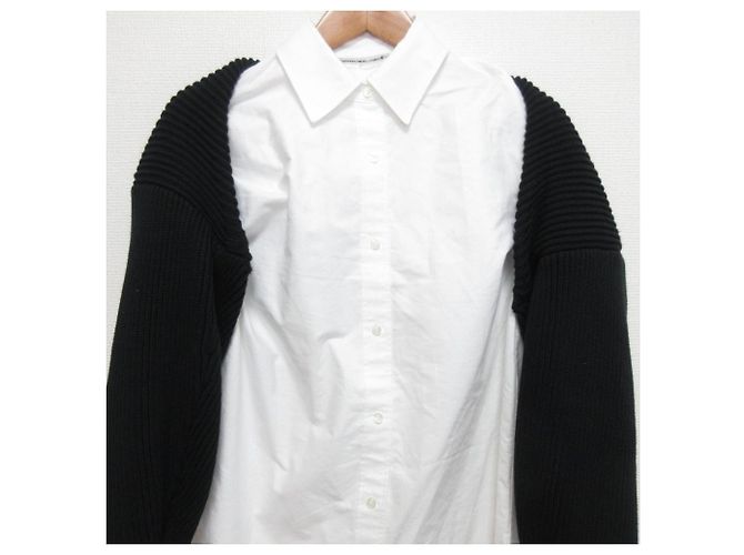 Autre Marque Camicetta in maglia a maniche lunghe a strati Alexander Wang Nero Bianco - vista 3