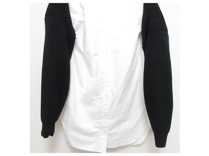 Autre Marque Camicetta in maglia a maniche lunghe a strati Alexander Wang Nero Bianco - vista 4