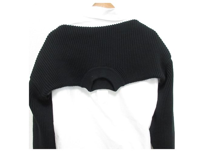 Autre Marque Camicetta in maglia a maniche lunghe a strati Alexander Wang Nero Bianco - vista 5