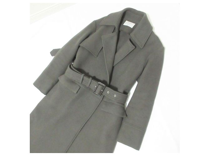 Autre Marque STUDIOUS Open Front Belted Coat Green Khaki - view 4