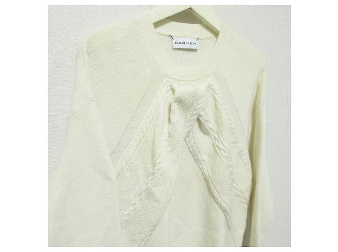 Autre Marque Malha de lã com design de tranças Carven Branco - vista 4