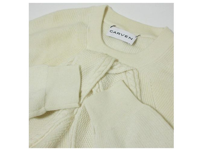 Autre Marque Malha de lã com design de tranças Carven Branco - vista 5