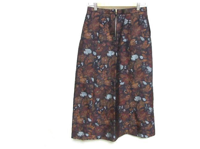 Autre Marque Saia maxi em mistura de seda com jacquard floral Drawer Marrom - vista 2