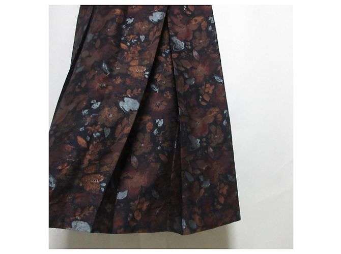 Autre Marque Saia maxi em mistura de seda com jacquard floral Drawer Marrom - vista 4