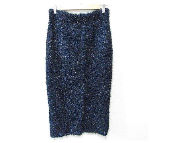 Autre Marque Falda de punto con lamé y plumas FRAMeWORK Azul - vista 2