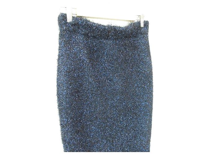 Autre Marque Falda de punto con lamé y plumas FRAMeWORK Azul - vista 3