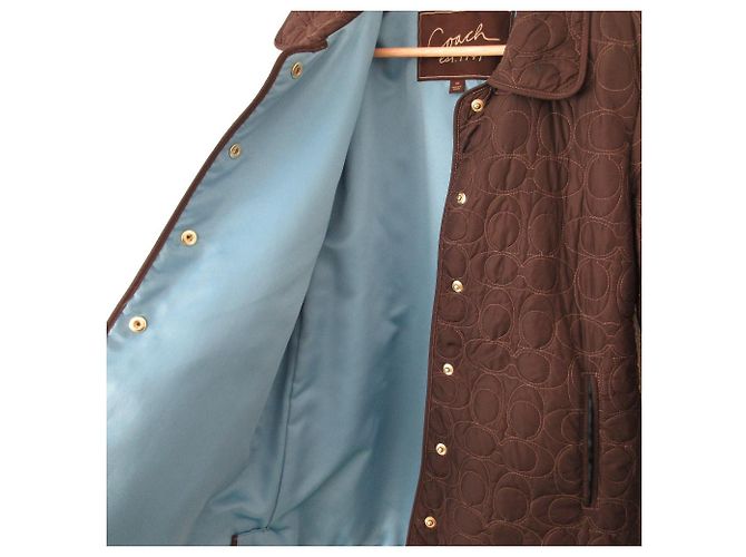 Chaqueta acolchada de nylon Coach Signature Castaño Azul - vista 3