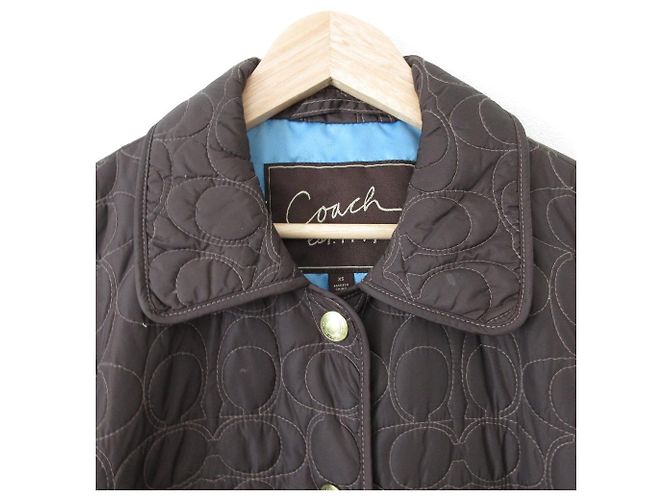 Chaqueta acolchada de nylon Coach Signature Castaño Azul - vista 4